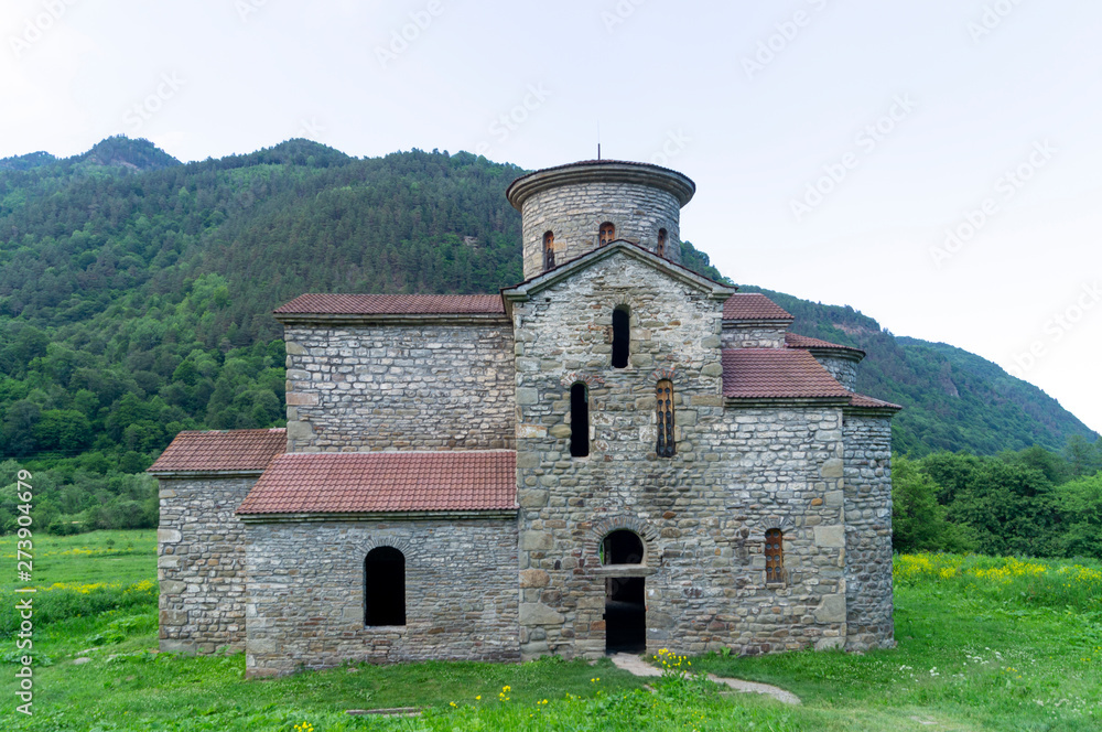 ancient stone Church in the mountainous region of the Caucasus
