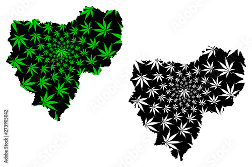 Smolensk Oblast (Russia, Subjects of the Russian Federation, Oblasts of Russia) map is designed cannabis leaf green and black, Smolensk Oblast map made of marijuana (marihuana,THC) foliage....
