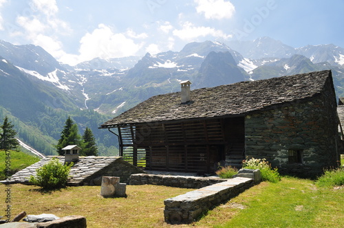 Italy Piemonte Alpi Alagna Walser Architecture and Village