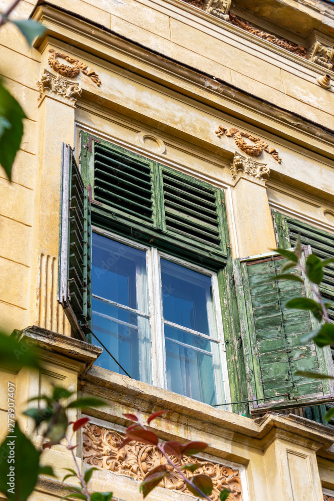 Beautiful old building at Friedrich Schiller Square in Sibiu, Transylvania, Romania, exterior partial view