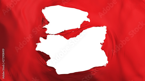 Tattered Muscat city, capital of Oman flag, white background, 3d rendering