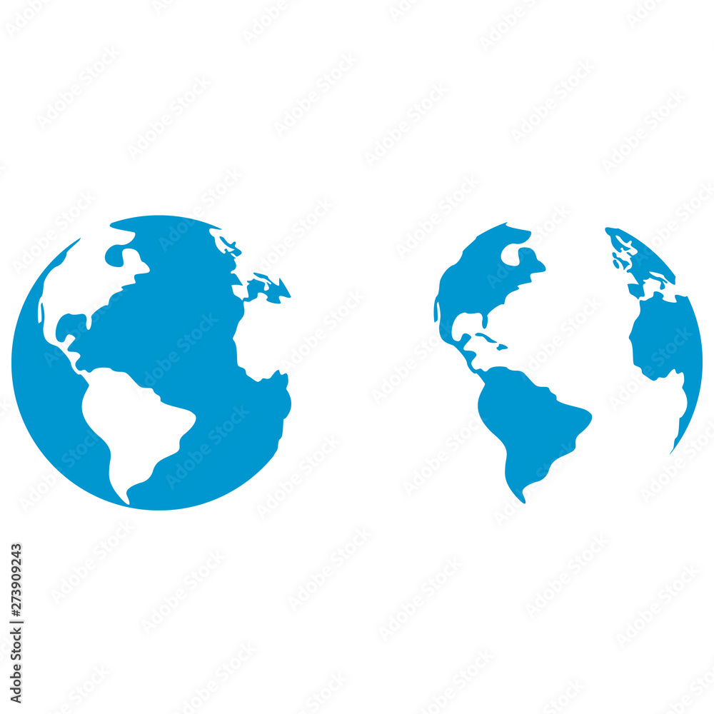 Earth globes isolated on white background. Flat planet Earth icon.