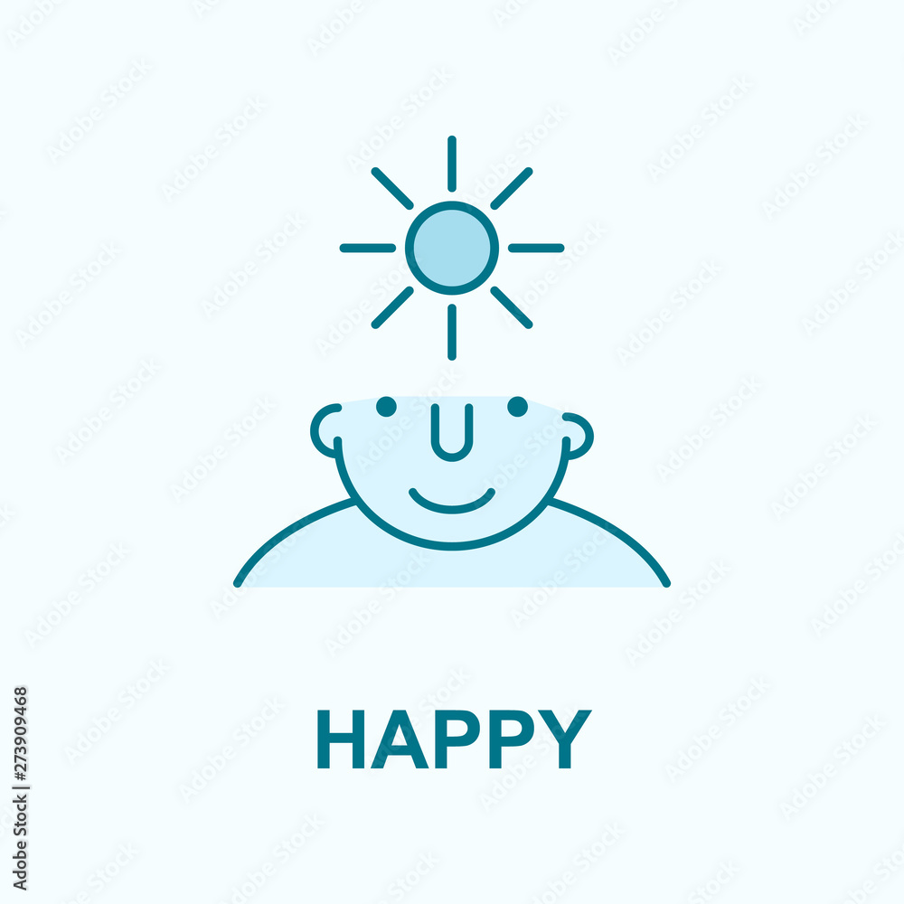 Fototapeta premium happy on mind field outline icon
