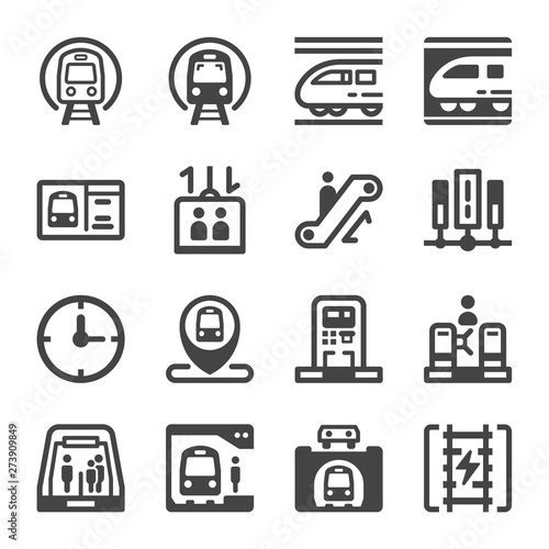 subway train and subway transportation icon set,vector and illustration