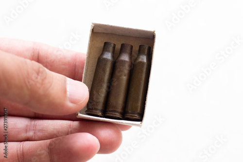 Bilde på lerret The spent shell casings in a matchbox