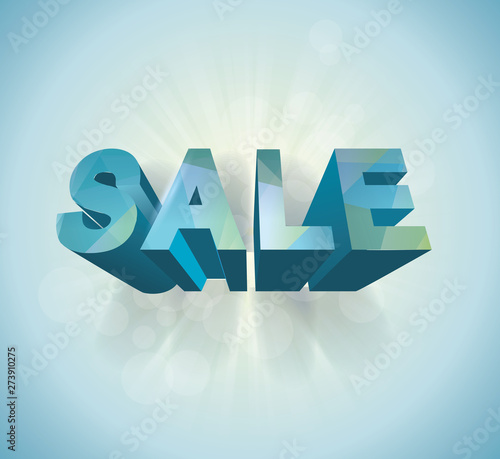 3Dblue polygonal SALE sign, vector illustration. photo