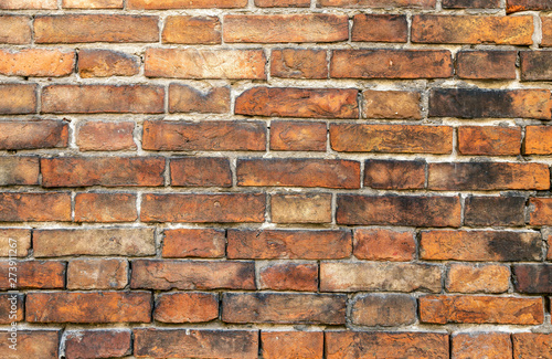 Red old worn brick wall texture background