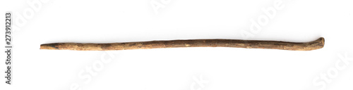 magic stick, wooden walking stick isolated on white background photo