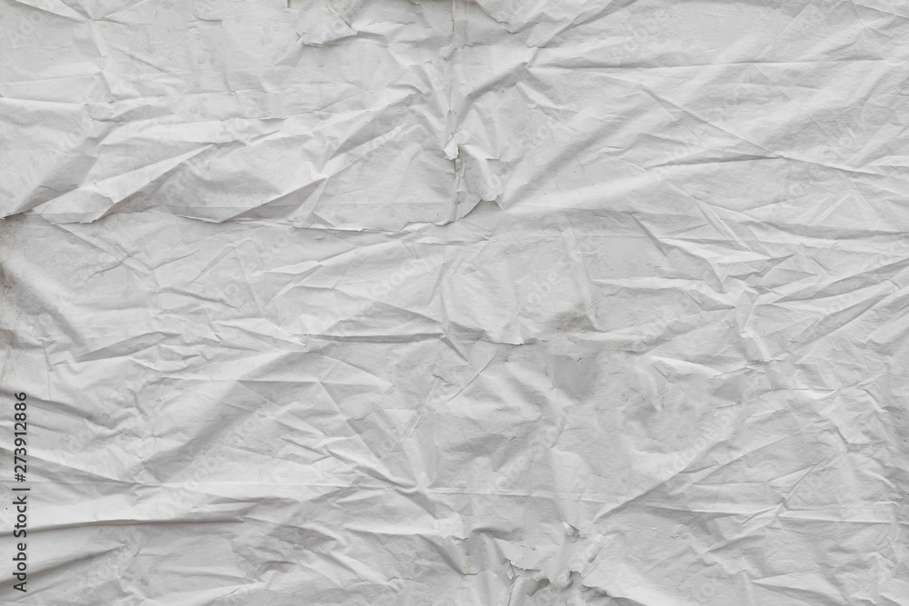 White paper ripped torn surface, blank creased crumpled posters grunge textures surface background, empty space for text