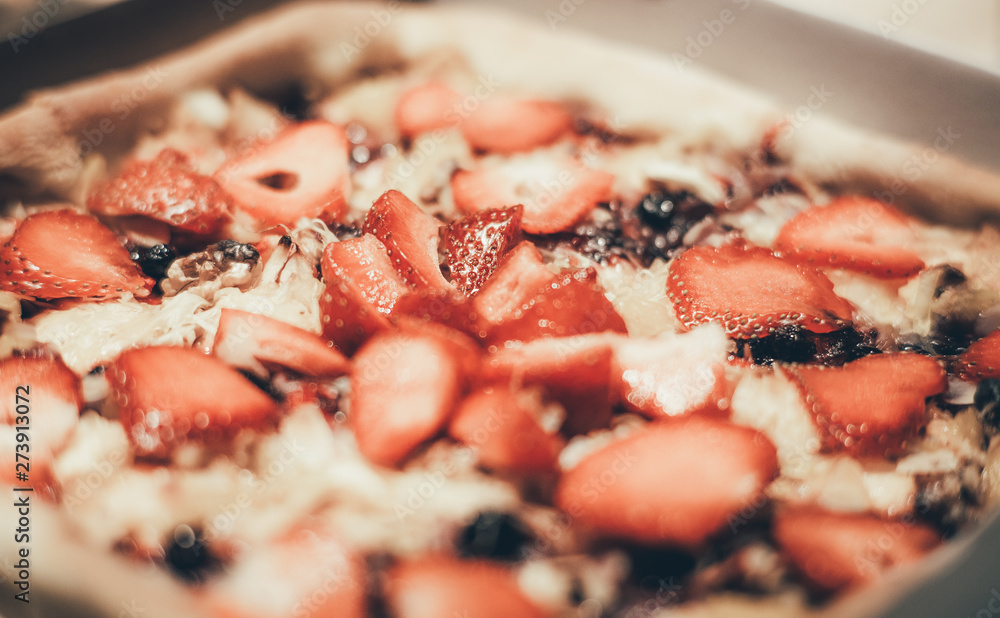 Vegan cake with strawberries Vegan cake with strawberries