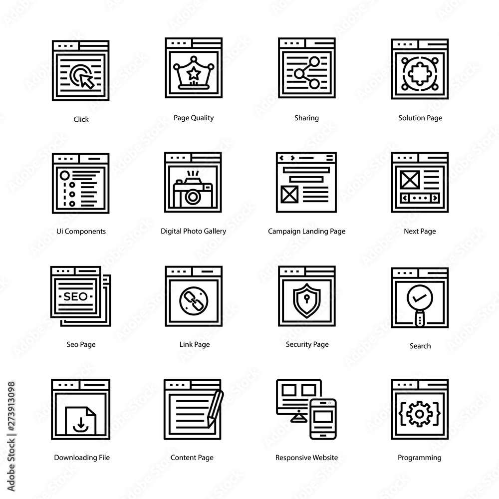 Website Landing Page Line Vector Icons Website Landing Page Line Vector Icons