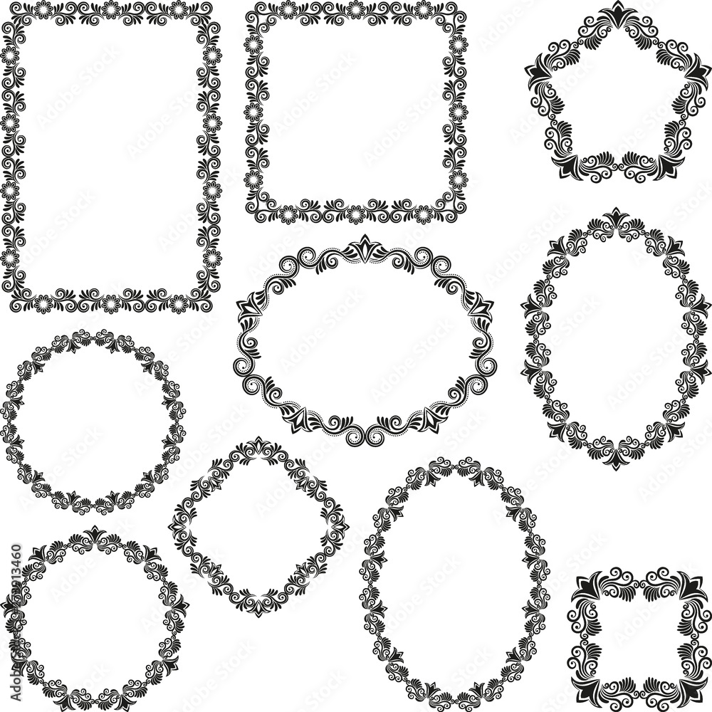 set of decorative frames, floral borders set of decorative frames, floral borders