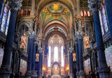 LYON, FRANCE - JUNE 13, 2019 : The Basilica Notre Dame de Fourviere, built between 1872 and 1884, located in Lyon, France.