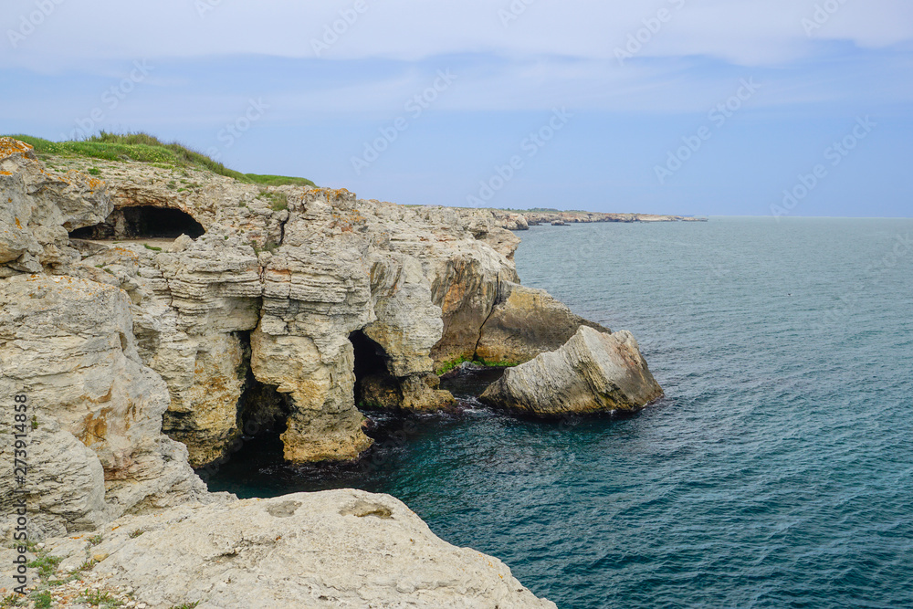 Caves in the Black Sea coast to the village of Tyulenovo, Bulgaria.