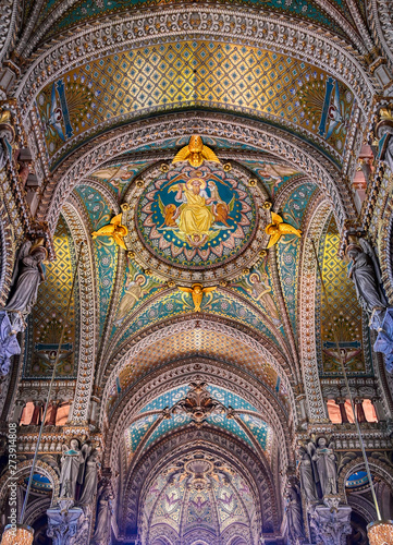 LYON  FRANCE -  JUNE 13  2019   The Basilica Notre Dame de Fourviere  built between 1872 and 1884  located in Lyon  France.