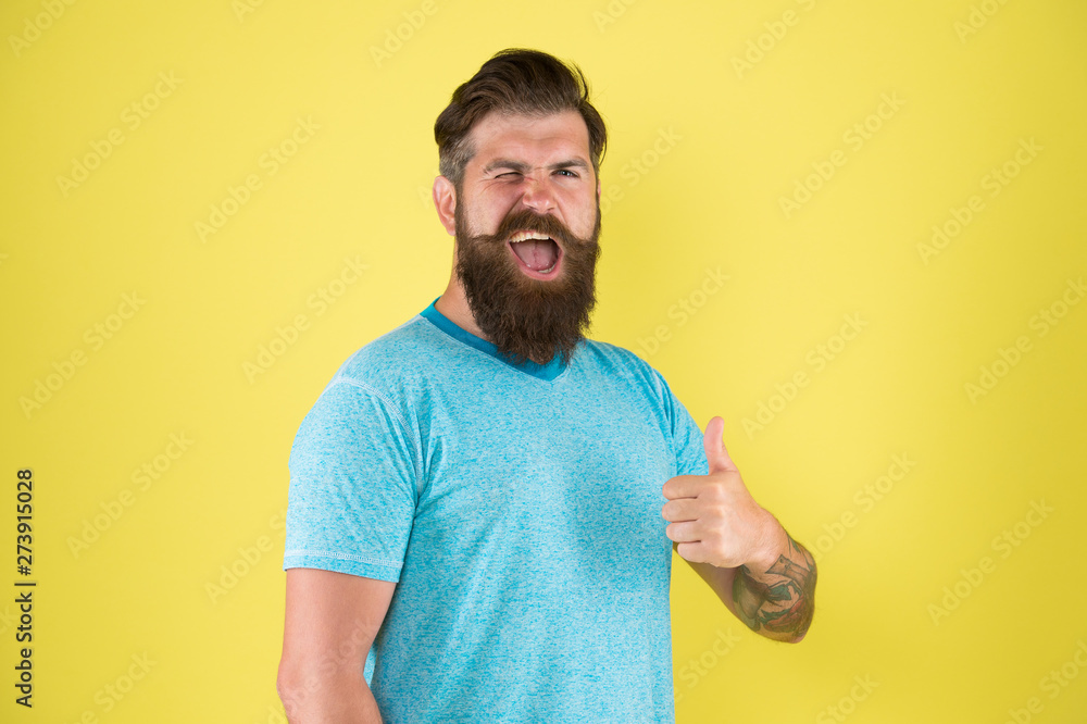 Just perfect. Man bearded hipster with mustache. Beard mustache grooming guide. Hipster handsome bearded guy yellow background. Barber shop concept. Growing and maintaining moustache. Grow mustache Just perfect. Man bearded hipster with mustache. Beard mustache grooming guide. Hipster handsome bearded guy yellow background. Barber shop concept. Growing and maintaining moustache. Grow mustache