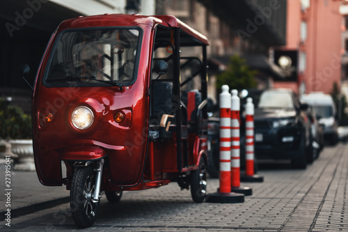 Fotografie, Obraz electric rickshaw parked near hotel