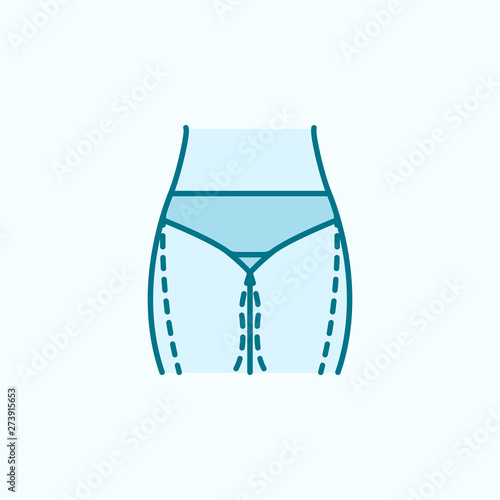 Beauty, cellulite leg thin field outline icon