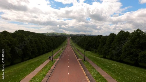 Aerial view of road in Park. High angle view of Path and street in Stormont Belfast Northern Ireland 