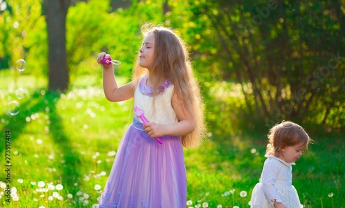 girl  sisters  soap bubbles  fun