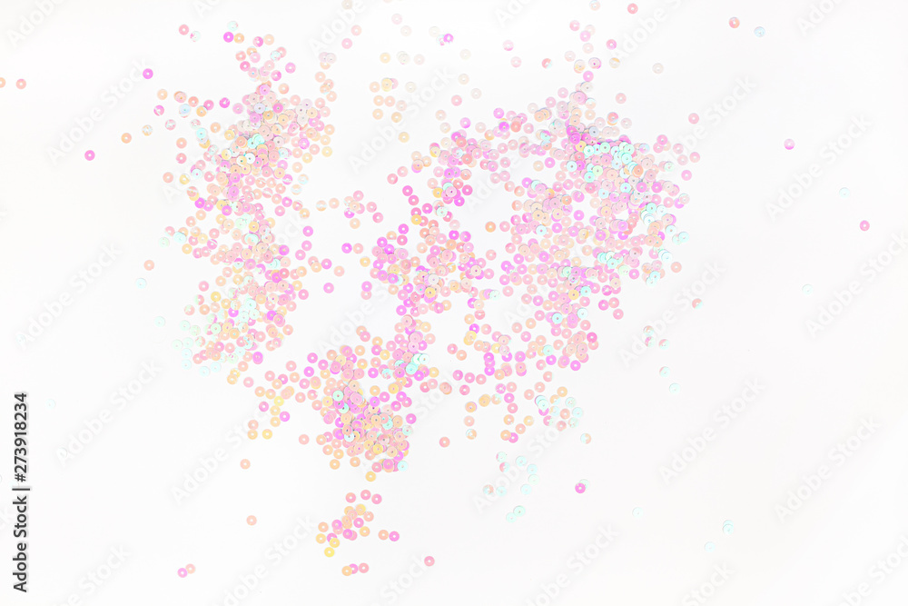 Pearl pastel confetti sparkles on white background