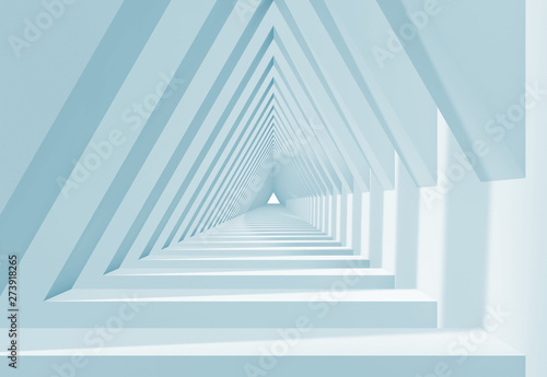 Plakat 3d biały tunel w kształcie trójkąta