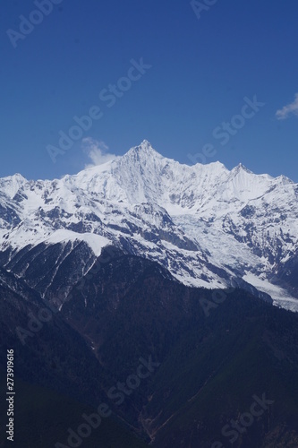 Views of the Meili Snow Mountain magic peaceful Tibetan place from Deqen