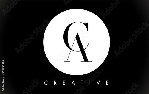 CA Letter Design Logo with Black and White Colors Vector.