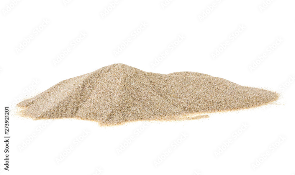 Pile of river sand isolated on a white background - obrazy, fototapety, plakaty 