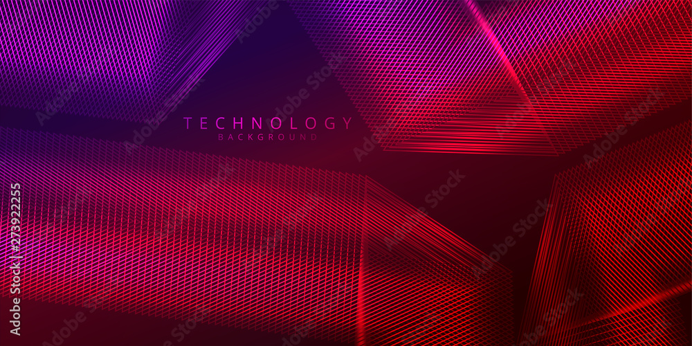 Naklejka premium Abstract 3d technology and science red neon visualization. Blockchain and cryptocurrency. Digital wallpaper. Business concept. Big data and artificial intelligence. Rendering computer virtual reality