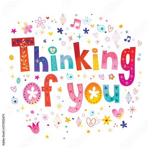 Thinking of you typography lettering card
