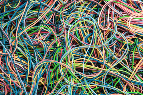 Abstract colorful computer network and electrical connections, information chaos