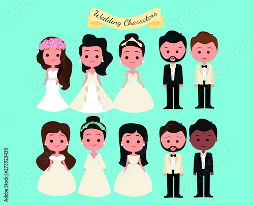 Set of people Wedding Characters