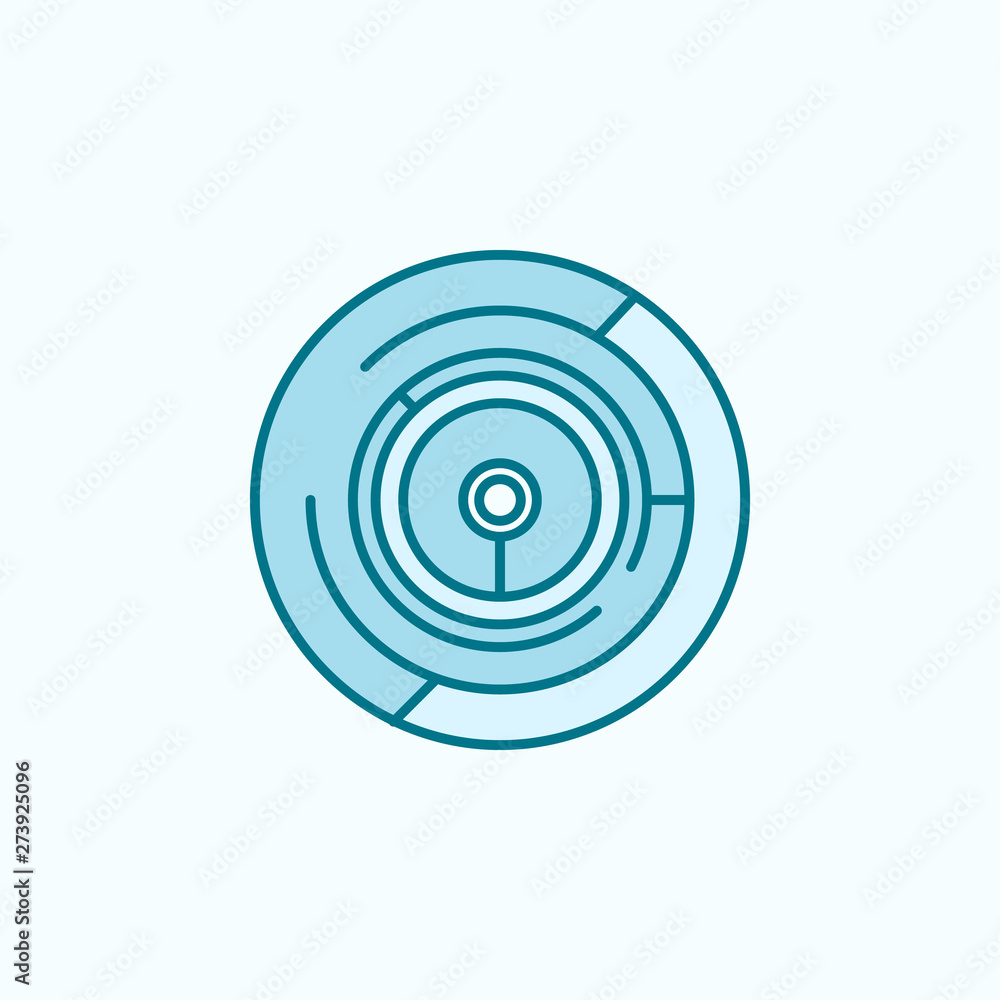Circular maze complexity field outline icon Circular maze complexity field outline icon