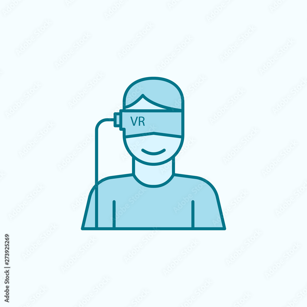 vr glasses virtual reality field outline icon