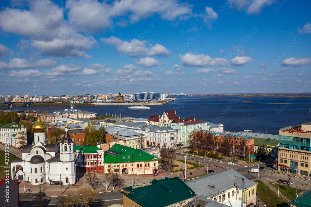 Nizhny Novgorod. Junction of Oka river with Volga River
