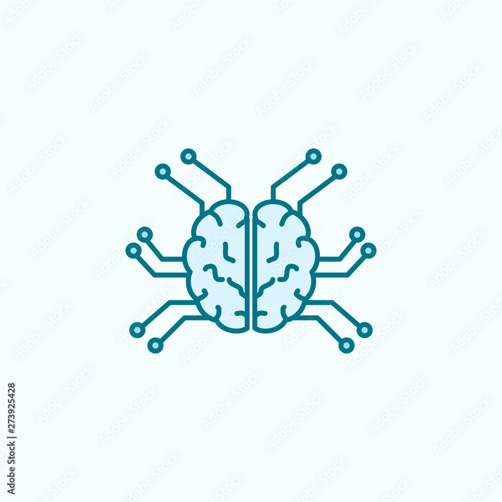 Smart robotic brain field outline icon Smart robotic brain field outline icon