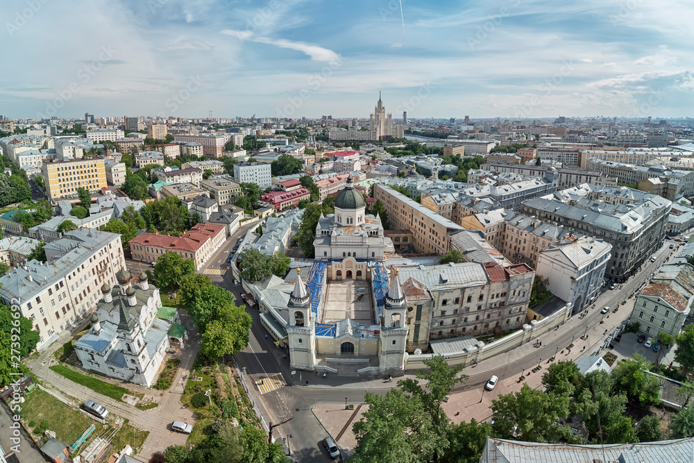 Ivanovsky Convent in Moscow. Ivanovsky Convent is a large stauropegic Russian Orthodox convent in Moscow. Aerial view Ivanovsky Convent in Moscow. Ivanovsky Convent is a large stauropegic Russian Orthodox convent in Moscow. Aerial view