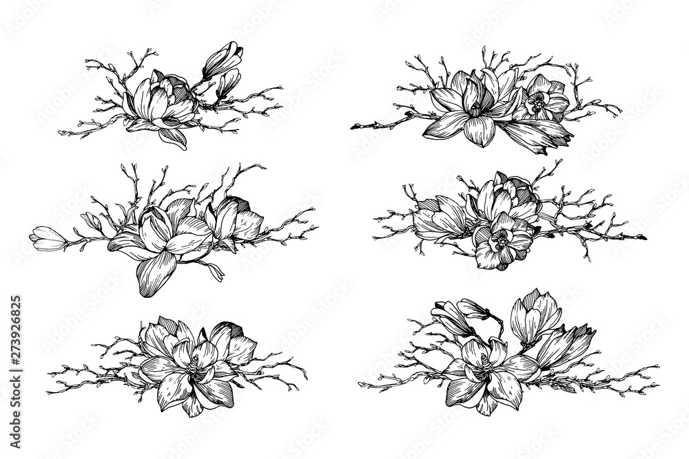 Fototapeta premium Flowers compositions witn branches