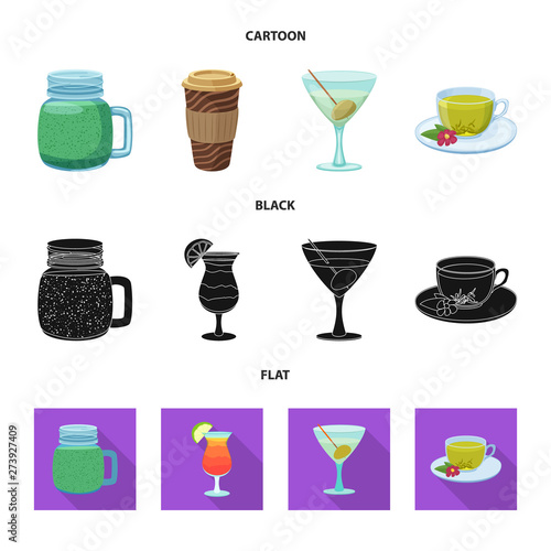 Vector design of drink and bar icon. Collection of drink and party vector icon for stock.