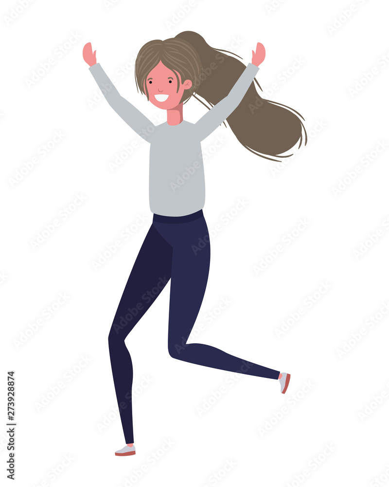 Fototapeta premium dancing woman in white background