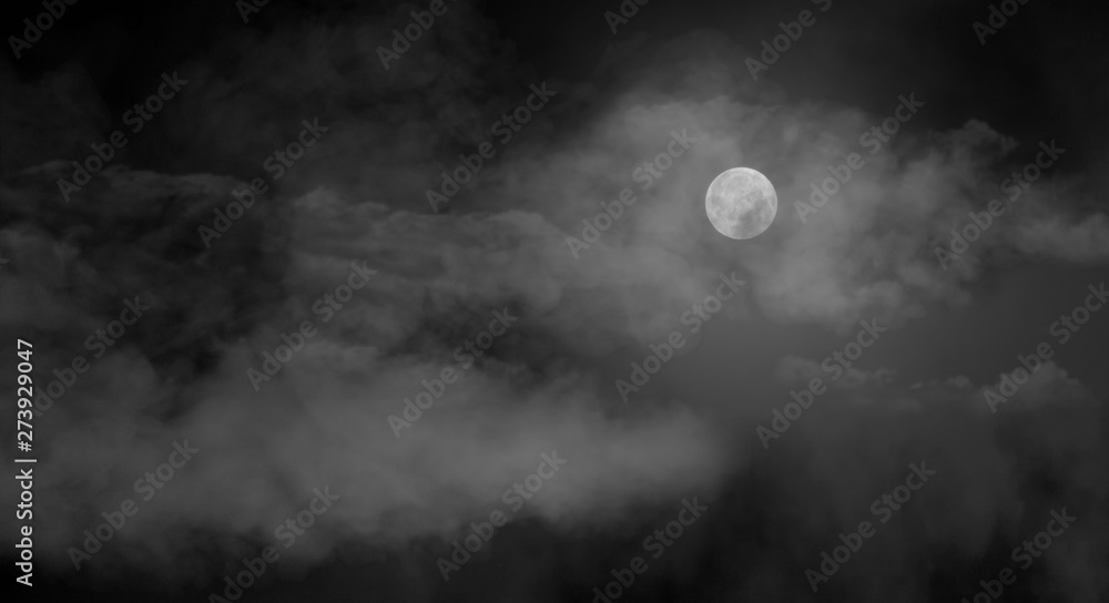 full moon and clouds