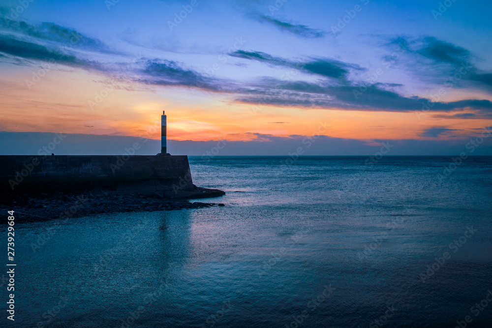 harbour entrance at sunset