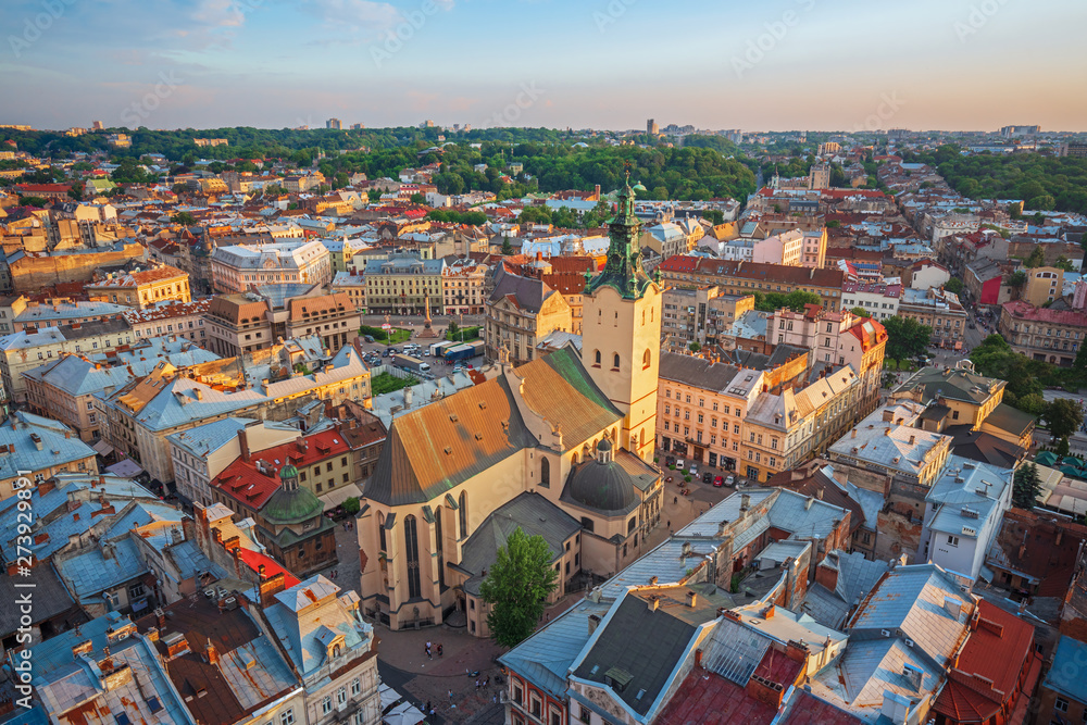 Obraz premium Lviv - Amazing city center sunset view, Western Ukraine