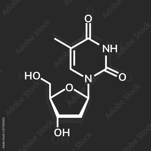 Thymidine chemical formula on dark background