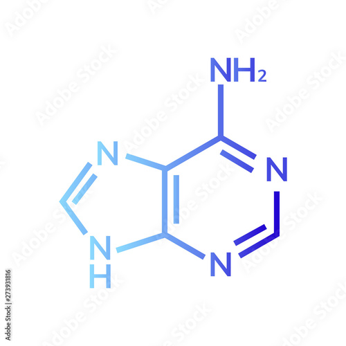 Adenine chemical formula on white background