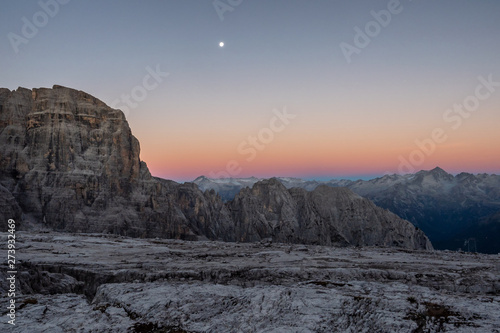 Vászonkép Brenta Dolomites in sunrise light, Italy, Europe