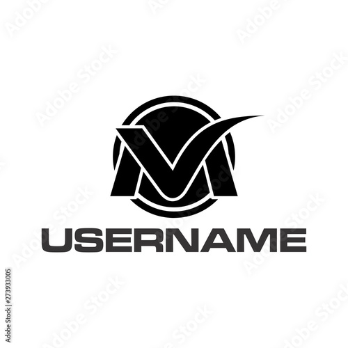 V M logo concept black and white
