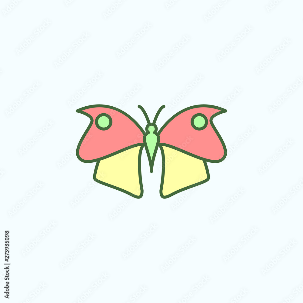 Color butterfly field outline icon Color butterfly field outline icon