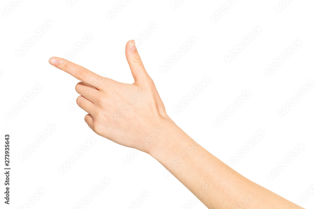 Back side of empty female hand holding something Back side of empty female hand holding something